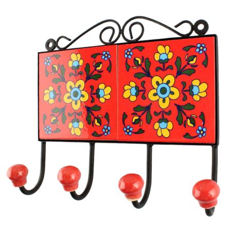Red Tiny Flower Ceramic Tile Hook Online